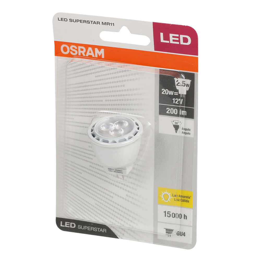 Lampada-LED-Mini-Dicroica-MR11-2-5W-12V-Branco-Quente-|-Osram®-1 Lampada-LED-Mini-Dicroica-MR11-2-5W-12V-Branco-Quente-|-Osram®-1